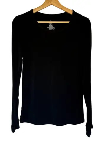 Cuddl Duds black long sleeved shirt thumbholes women's size medium modal spandex