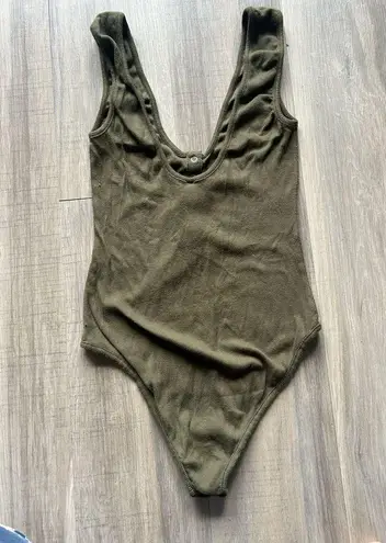 Free People Ripped Body Suit button front