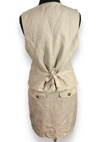 Margaret Godfrey Linen Suede Trim Vest Skirt Set Size 8