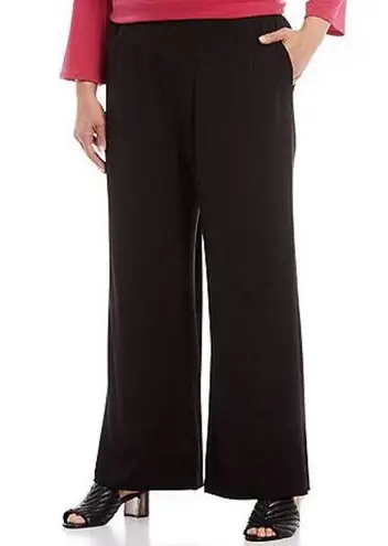 IC COLLECTION By Connie K Plus 2X High Rise Wide Leg Pants Black Heavy Ponte
