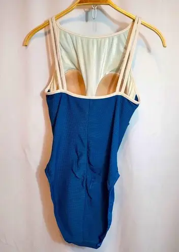 Vintage 90's Maillot Baltex Body ID Tall Colorblock Blue One Piece Swimsuit Size 10