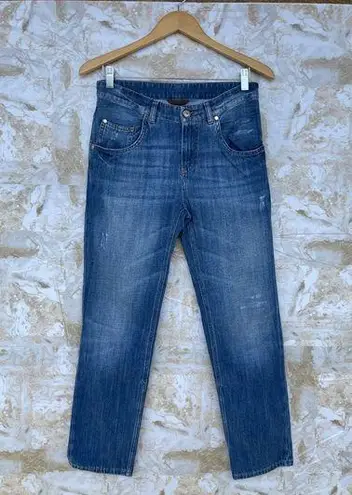 Brunello Cucinelli Low‑Slung Relaxed Jeans – Size 4, Medium Wash, Made in Italy