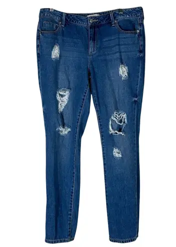 JustFab Distressed Skinny Jeans Womens 29 Medium Wash Rigid Festival Skater Blue