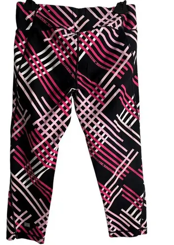 Tommy Hilfiger  Performance Leggings Womens M Pink Plaid Stretch Active Crop