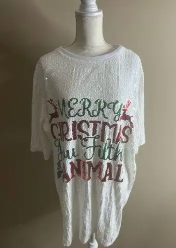 NWT why dress sequin merry Christmas one size White Size undefined