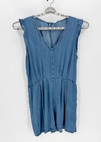 Old Navy  chambray Lightweight Denim Lyocell Flutter cap Sleeve Romper size XL - Image 1