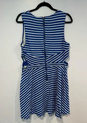 Xhilaration Blue and white stripe cutout dress