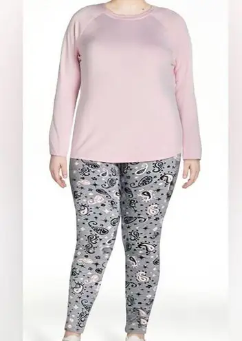 Cuddl Duds ClimateRight by Base Layer 2-piece Top & Legging pink paisley XXL PJ