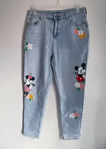 Disney  Women's Mickey & Minnie Mouse Light Wash Straight Leg Jeans Size 13