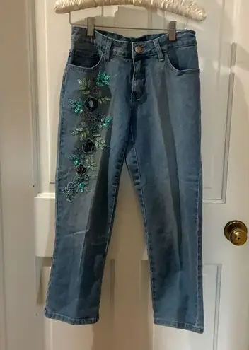 Denim ✨3 for $30✨Straight Leg Embroidered Bedazzled Jeans Denim Size 0/2
