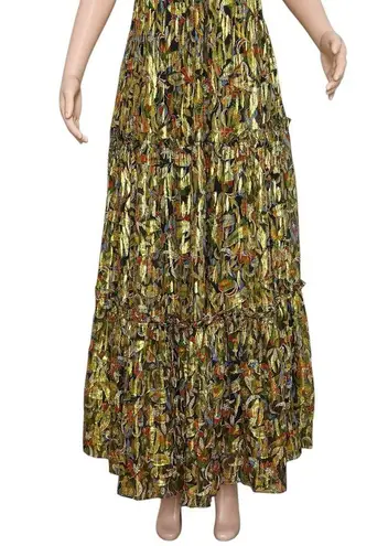 Sézane Graziella Silk Maxi Dress, Prints Champs Fleuri Lurex, FR40/US8