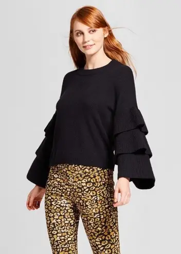 Who What Wear Target Black Tiered Sleeve Sweater