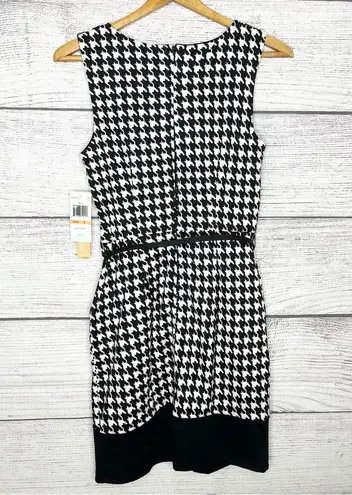 Takara NWT Black & White Houndstooth Belted Mini Dress Size 7