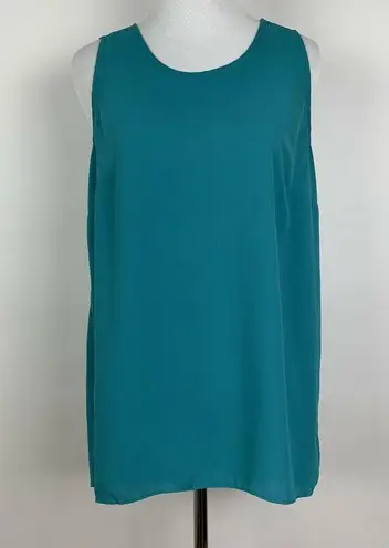 Mossimo Slit Back Flowy Tank Top Hi Low Hem Blue Size M