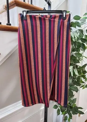 ZARA  Trafaluc Women's Multicolor Striped Polyester Wrap Knee Length Skirt Size S