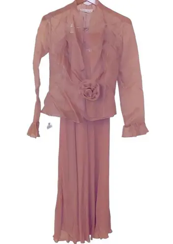 Chetta B Cheeta B dusty rose 💯silk three piece skirt, jacket, & camisole. Size 8/8P