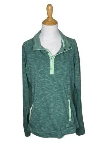 Avalanche Sweatshirt Green 1/4 Snap Pockets Cotton Camp Hike Size Large Womens