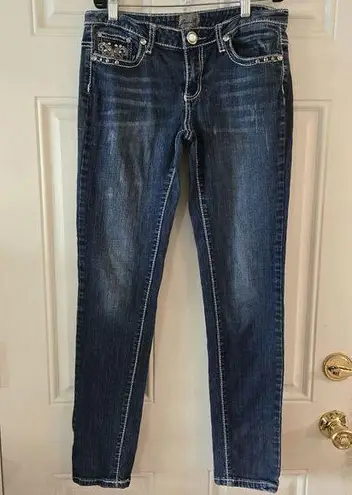 Twelve K Y2K Rhinestone Jeans Women's Size 9 Low Rise Vintage 12K Embellished Blue