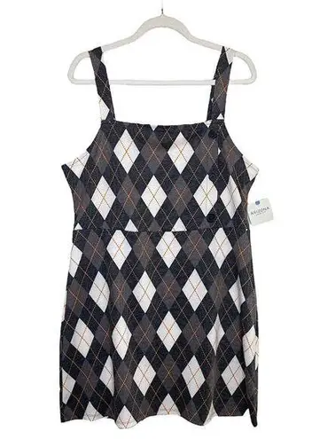 Arizona Jeans Arizona Jean Co. Argyle Mini Tank Dress XL Gray Sleeveless Jumper Academia New