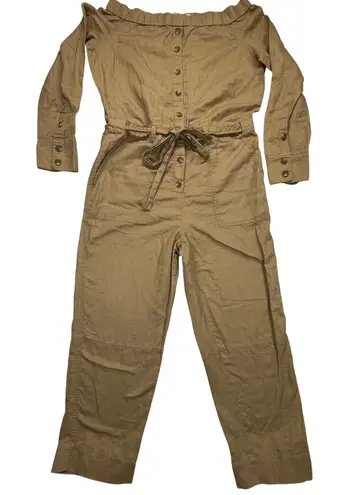 Robert Rodriguez Off Shoulder Jumpsuit Button Front Belted Casual Size 4 READ - Image 1