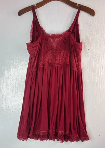 Avid Love L Babydoll Chemise with Lace Trim Neglige Lingerie Red Size L