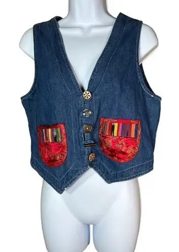 Vintage Nina Piccalino Unique Denim Vest Size 8 Blue