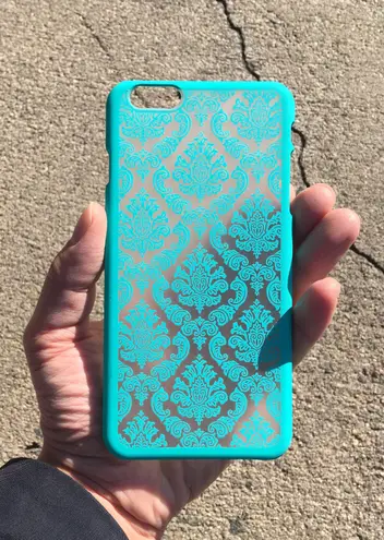 iPhone 6Plus/ 6s Plus Fashion Flower Lace Shockproof Hard Case Teal Multi