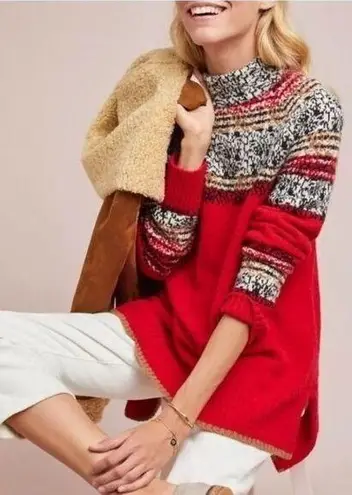 Anthropologie  by MOTH NWOT red wool blend mock turtleneck seater - xs thumbnail 1