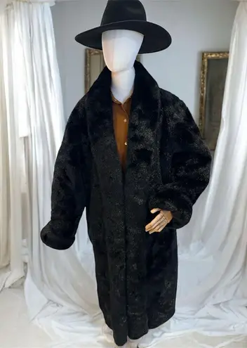 Dennis Basso Dennis by Black Full Length Faux Fur Coat sz M oversized