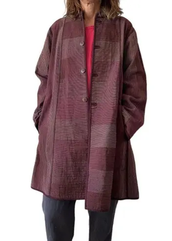 REVERSIBLE Coat Lightweight Nehru Collar Maroon Wine Color LAGENLOOK Fits M
