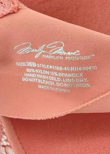 Marilyn Monroe 6169-49 Underwire Bra Lace Trim Back Salmon Dusty Pink Size 36B