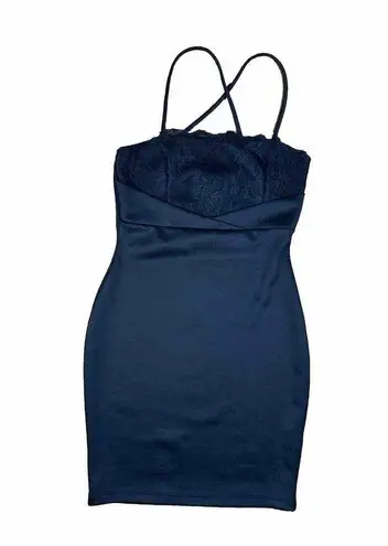 Glare Black Short Bodycon Spaghetti Strap Dress Womens Size Medium Look Small