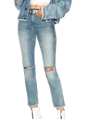 GRLFRND - Naomi High Rise Ripped Stretch Jeans in Blue