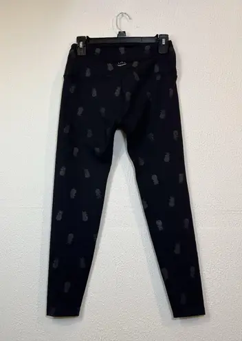 Beyond Yoga High Waisted Leggings Sz M Black Novelty Print Pineapple