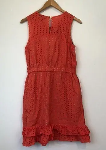 Peter Som  DESIGNATION Coral Pink Orange Nude Eyelet Sleeveless Fit Flare Dress 8