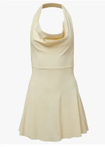 We Wore What Cream Halter Draped Cowl Neck Cotton Sleeveless Mini Dress Size XXL