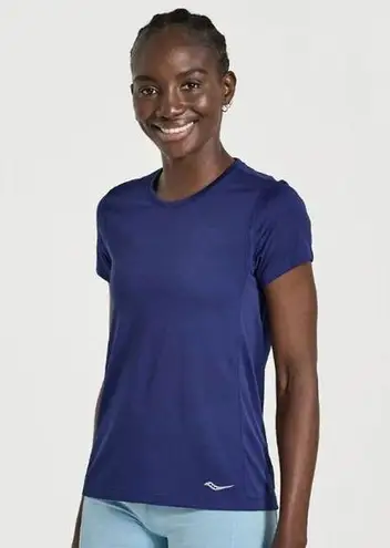 Saucony Women's Re-Imagined Stopwatch Short Sleeve in Navy Size Large