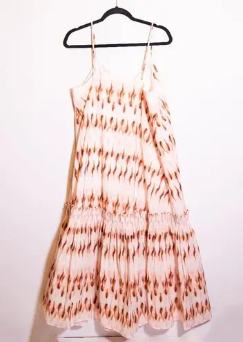 A.L.C. Colette Cotton Poplin Tiered Pink Mojave Tie Dye Midi Pullover Dress 12