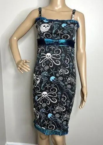 Too Fast Sea Creature Skeleton Bodycon Dress Black