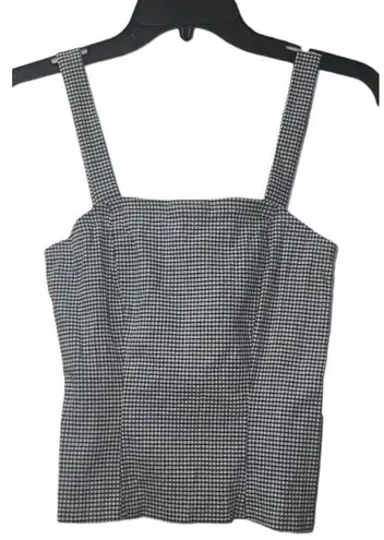 Ecru Vintage Gingham Crop Top Sleeveless Tank Top Denim White New Size S