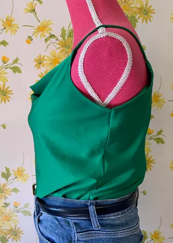 Cowl neck strappy cami top green size S