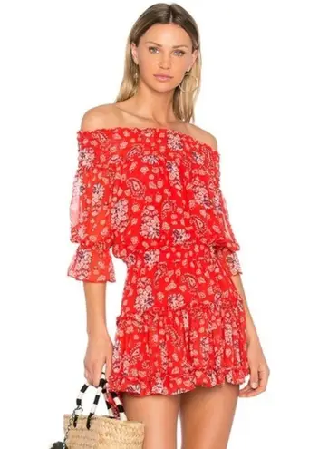 MISA Los Angeles 💕💕 Darla Paisley Off-The-Shoulder Dress ~ Red Floral XS