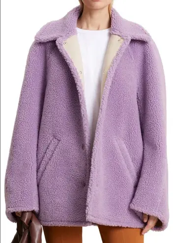 ALC Frank A.L.C Lincoln faux fur teddy coat button front lilac purple medium