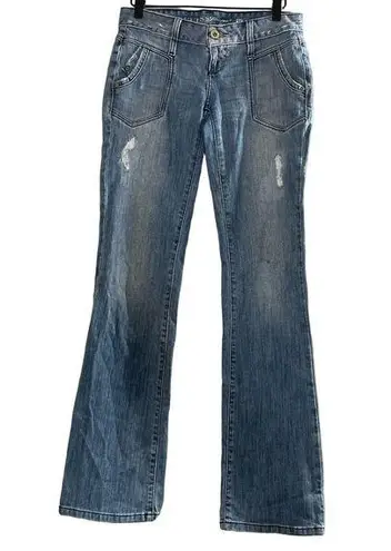 Guess  Jeans Medium Wash Daredevil Boot Cut Distressed Jeans - Size 26 - Low Rise