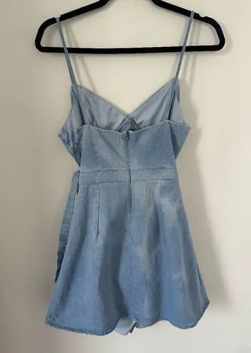 superdown  Mini Wilah Wrap Dress in Light Blue Denim