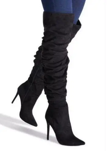 The weekend Ruched Over the knee boots in black size 9.5 W