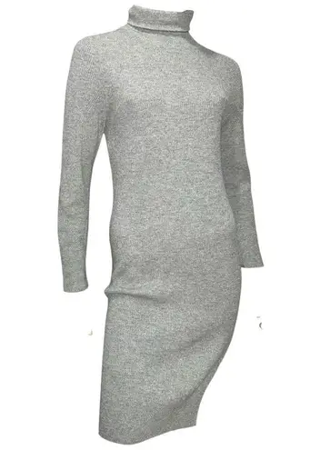 All Saints Women’s Size S Heather Gray Ribbed Sweater Knit Turtleneck Dress