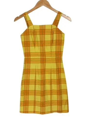 Y2K Plaid Sundress Sz XS Yellow Orange Preppy Clueless