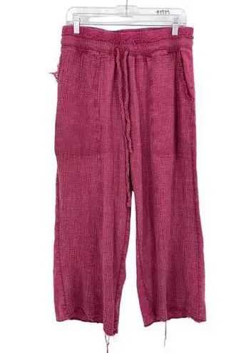 Free People  Movement Pants Womens Apx Sz M/L Wide Leg Cropped Washed Pink