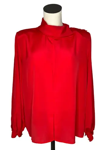 80’s VTG Tess Paris/Milano red high neck blouse Size 12
